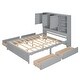 preview thumbnail 15 of 16, Wooden Queen Size Platform Bed with Dtorage Headboard and 4 Drawers