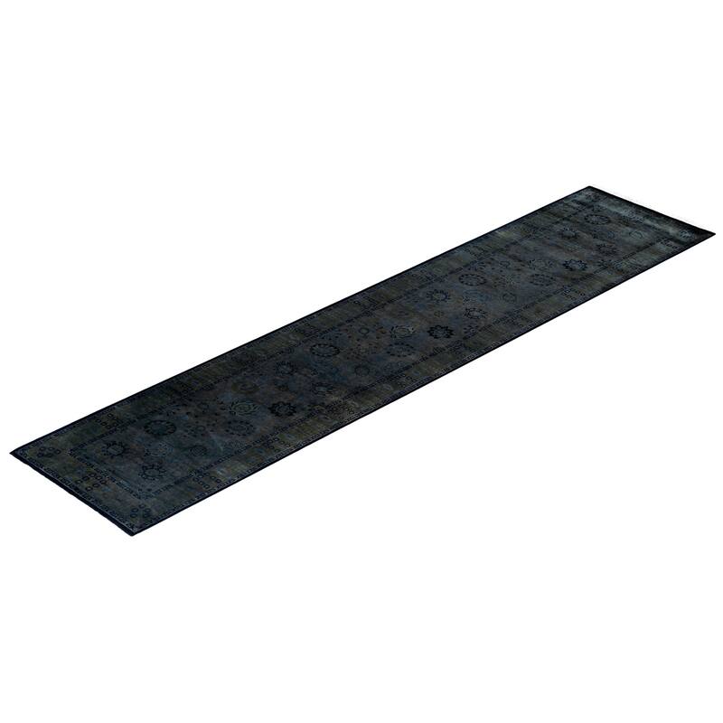 Overdyed One-of-a-Kind Hand-Knotted Runner Rug - Gray - 2' 8" x 12' 0"