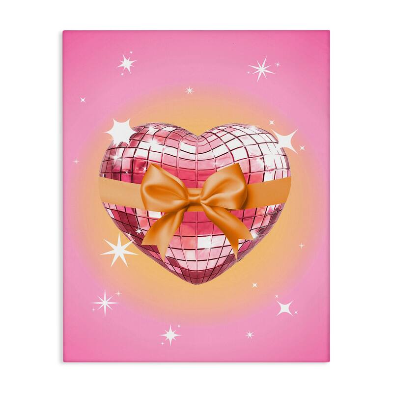 Stupell Heart Disco & Ribbon Canvas Wall Art Design By Susan Arnot - 16 x 20