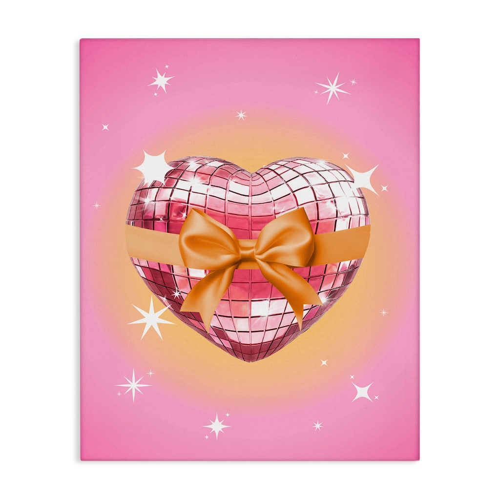 Stupell Heart Disco & Ribbon Canvas Wall Art Design By Susan Arnot