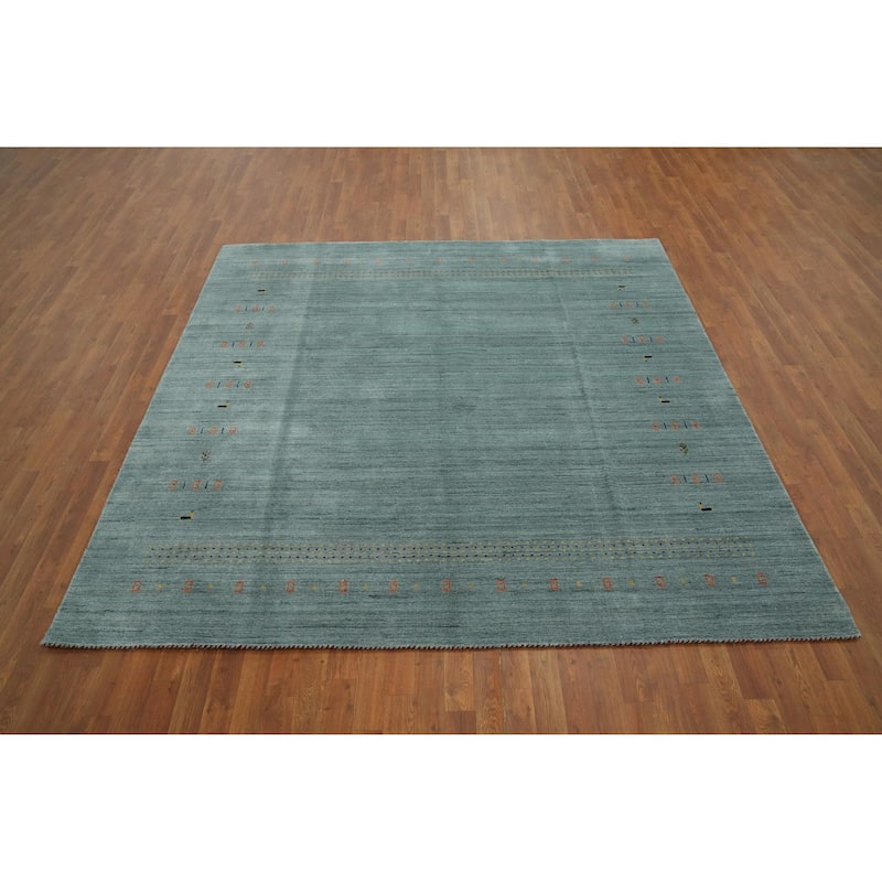 Hand Knotted Oriental 100% Wool Carpet Tribal Animal Pictorial Green Gabbeh Area Rug - 8' 1'' X 7' 11''