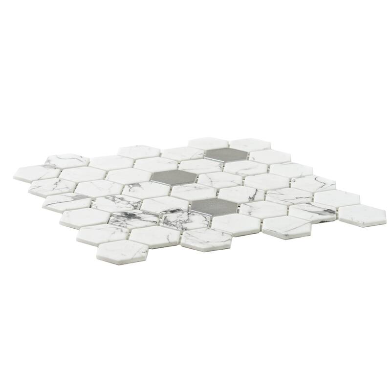 The Tile Life Eterna Hex 2x2 Fosco Argent Glass Mosaic Floor, Backsplash & Wall Tile