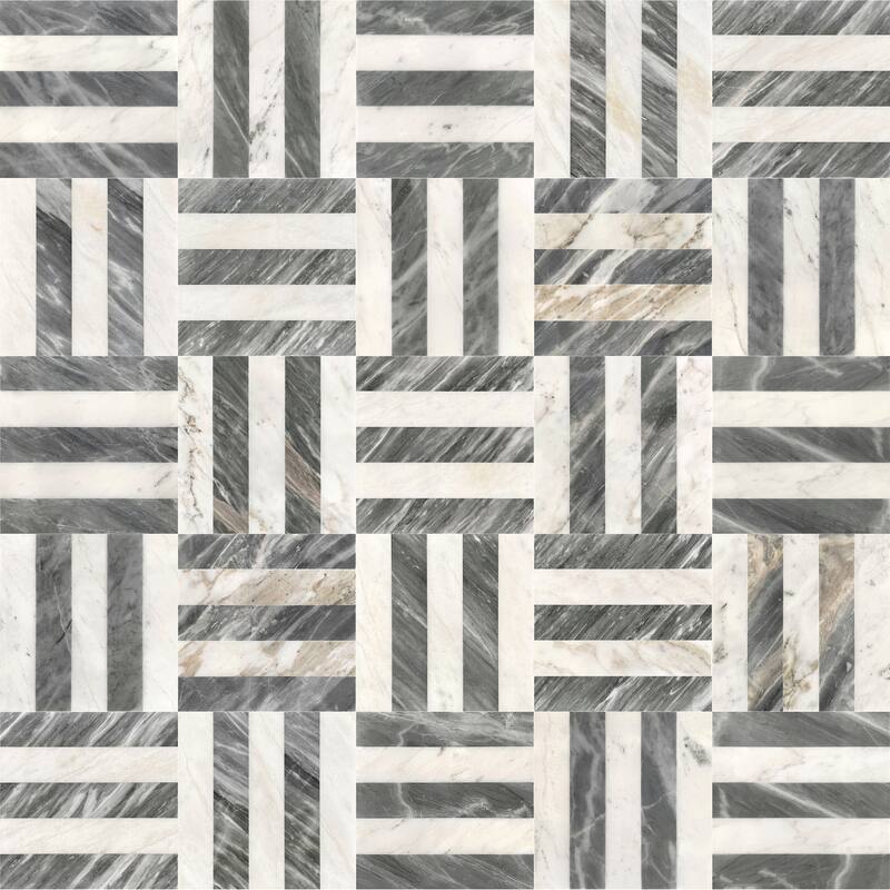 12"×12" Waterjet Polished Natural Stone Marble Tiles for Floor and Wall, 1 Box Each Pattern 4 PCS