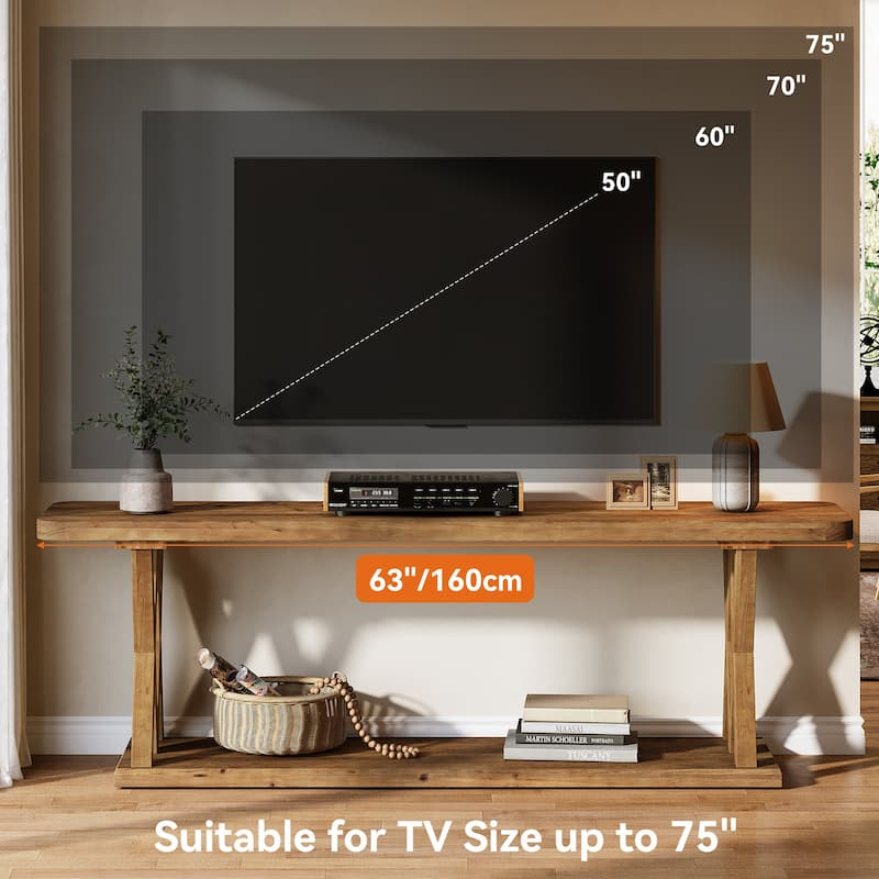 63" TV Stand for TVs Up to 75 Inches, Low Media Console Television Stands