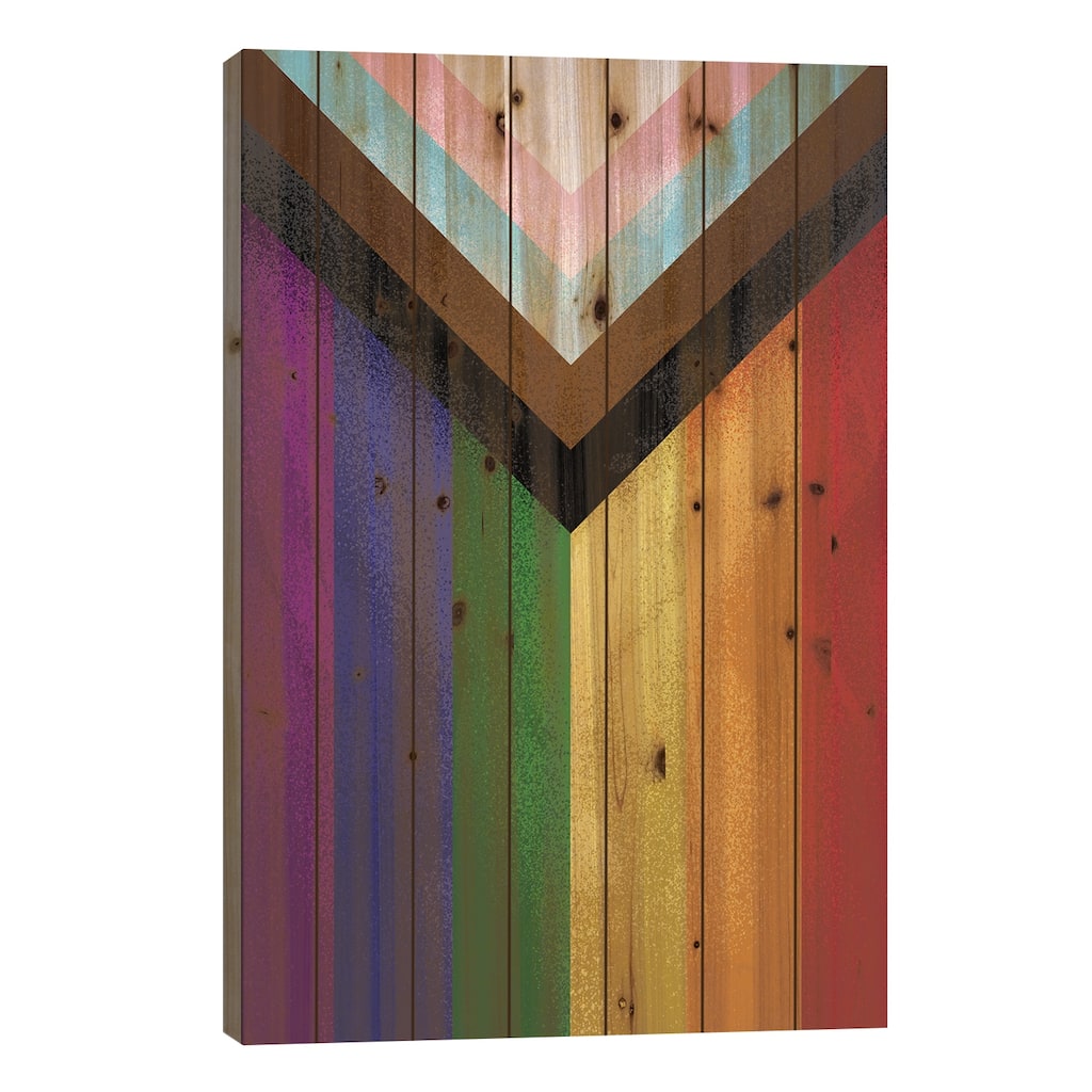Modern Pride Flag Print On Wood by Nikita Abakumov - Multi-Color