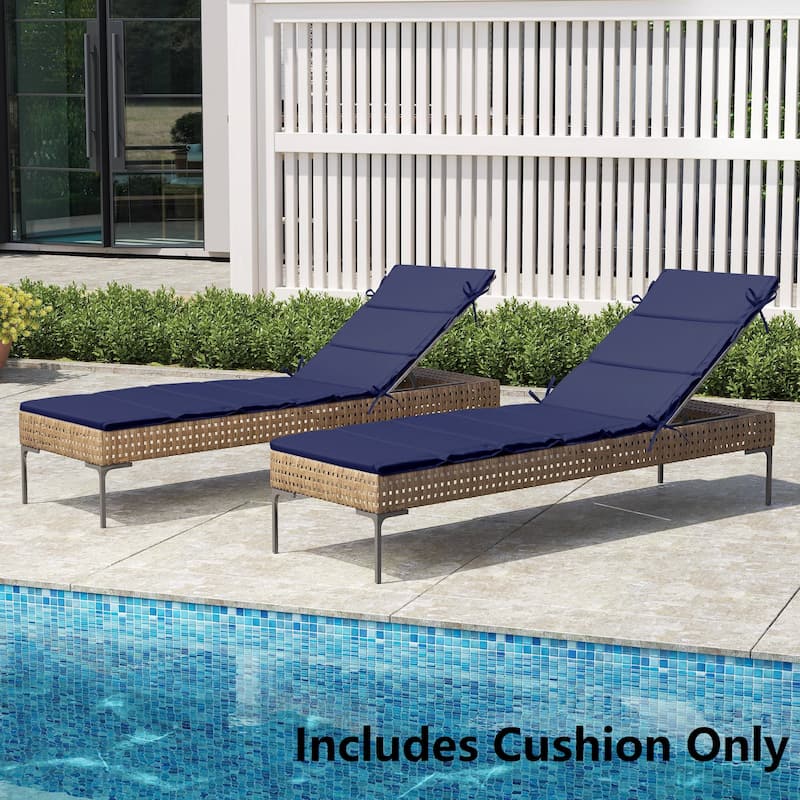 Outdoor Patio Chaise Lounge Cushion Lounger Cushion - 2PCS - Navy Blue - 80.31 inches
