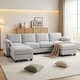 preview thumbnail 47 of 96, Modern Couduroy Modular Sectional Sofa Couch with Ottoman for Living Room Light Grey/4 Seat With Ottomans - Reversible