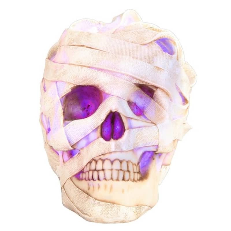 Q-Max 6"W LED Unwrapped Mummy Skull Statue Fantasy Decoration Figurine