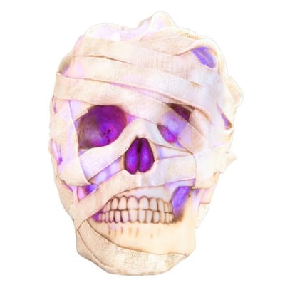 Q-Max 6"W LED Unwrapped Mummy Skull Statue Fantasy Decoration Figurine