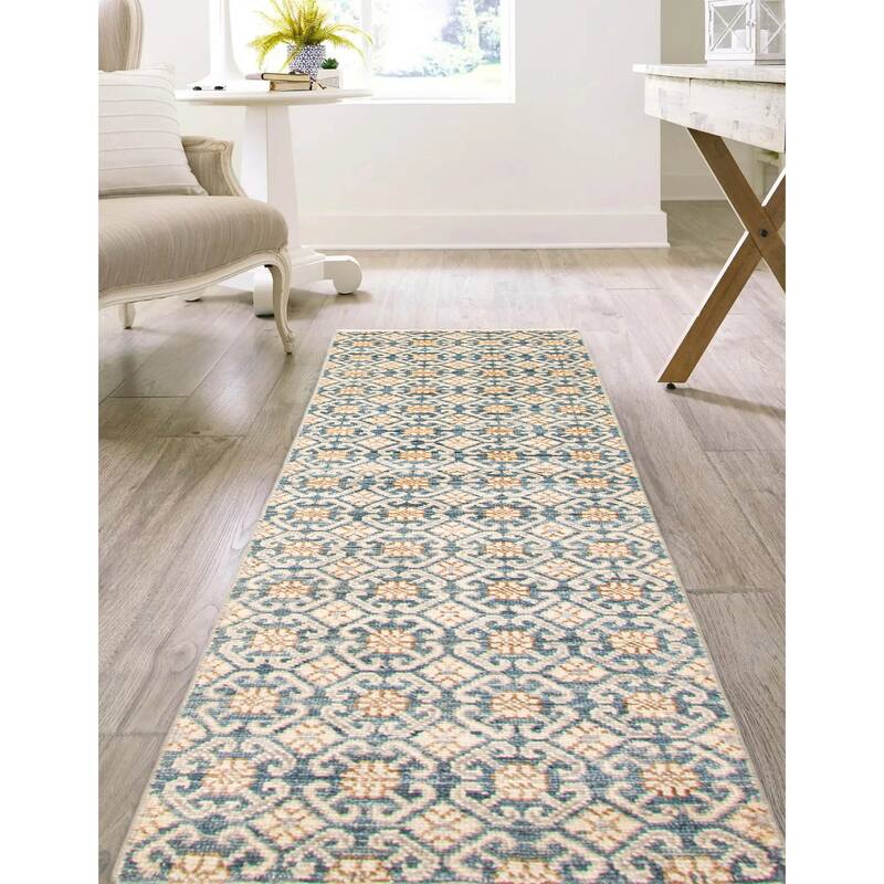 ECARPETGALLERY Hand-knotted Mystique Dark Teal Wool Rug - 2'5 x 7'9