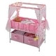 preview thumbnail 5 of 5, Badger Basket Starlights Metal Doll Crib with Canopy, Bedding, Storage and LED Lights - Pink/White/Stars