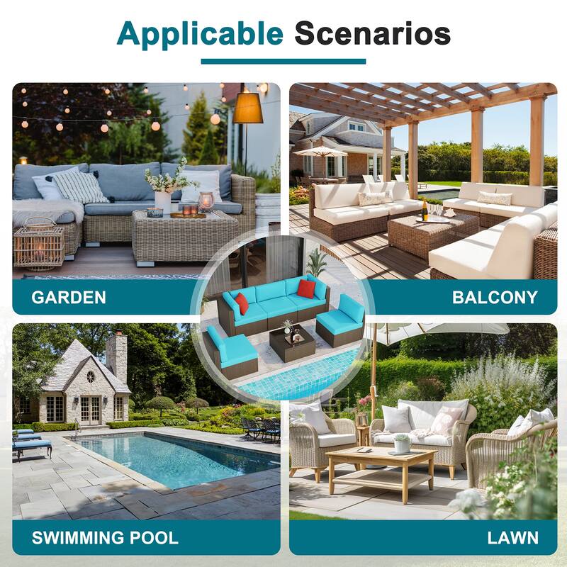 Futzca 6 Piece Patio Furniture Conversation Set with Pillow