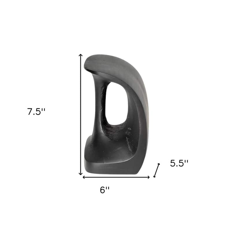 HomeRoots Set of Two 6" Black Metal Decorative Bookends - 6" H x 5.5" W x 7.5" D