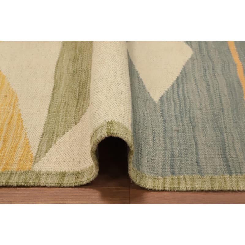 Hand Woven Oriental 100% Wool Carpet Southwestern Modern Multi-Colored Kilim Runner Rug - 5' 11'' X 2' 0''
