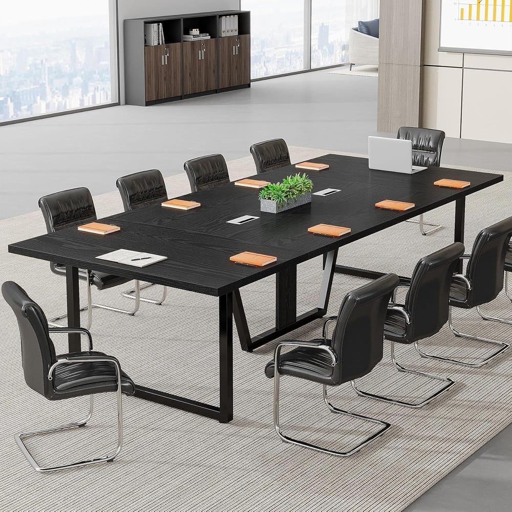 8FT Large Conference Table with Strong Metal Frame for Office Conference