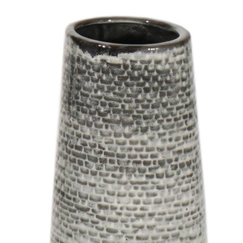 39" Black And Gray Ombre Tapered Ceramic Floor Vase - 8