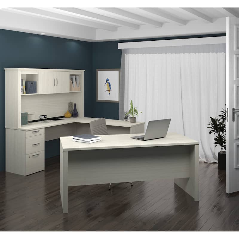 Logan U or L-Shaped Executive Office Desk with Hutch by Bestar