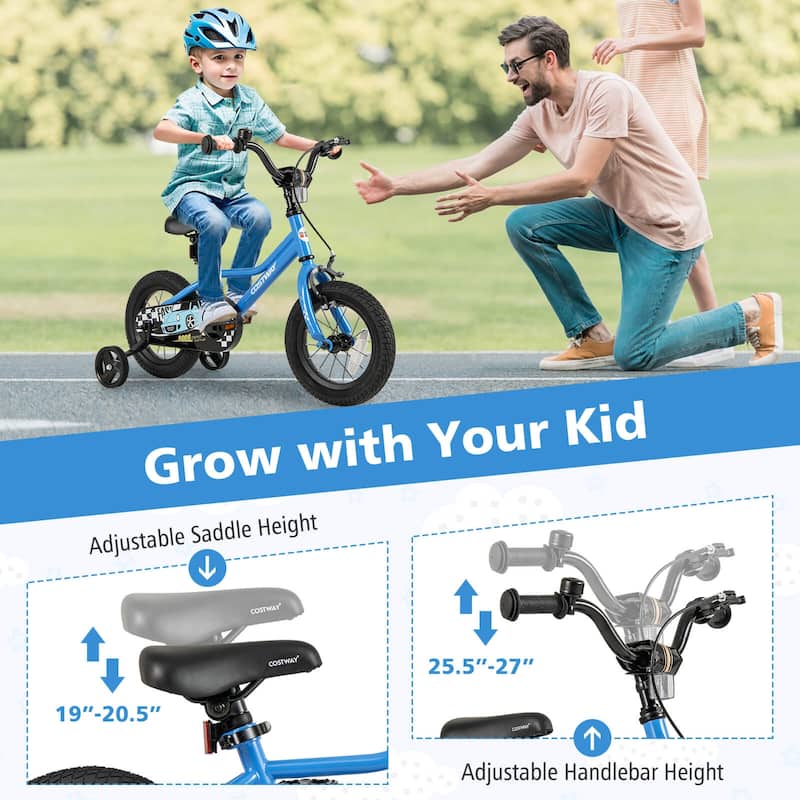 Costway 12"/14"/16"/18" Kids Training Bike with Removable Training