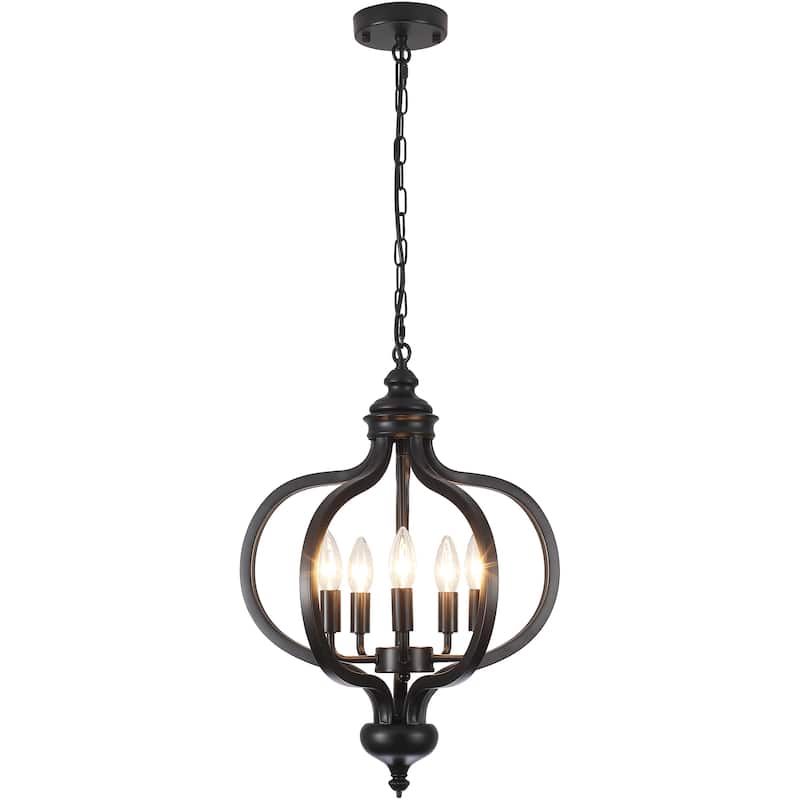 5-Light Metal Lantern Rustic Chandeliers for Entryway Hallway