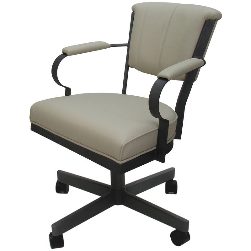 Miami Swivel Metal Caster Chair on Reading Base - 18" High Seat - Ocean Beige Vinyl - Grey