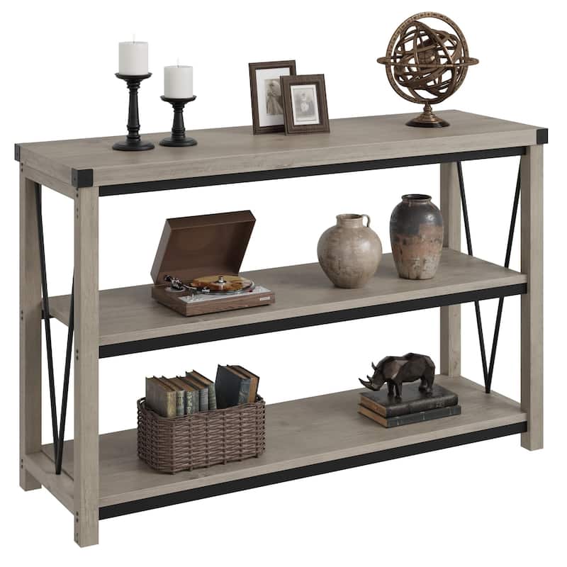 Farmhouse Entryway Table,47 Inch Narrow Long Console Table with Storage - Grey
