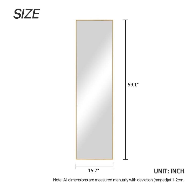 Modern Sleek Metal Frame Full-length Hanging or Leaning Wall Mirror