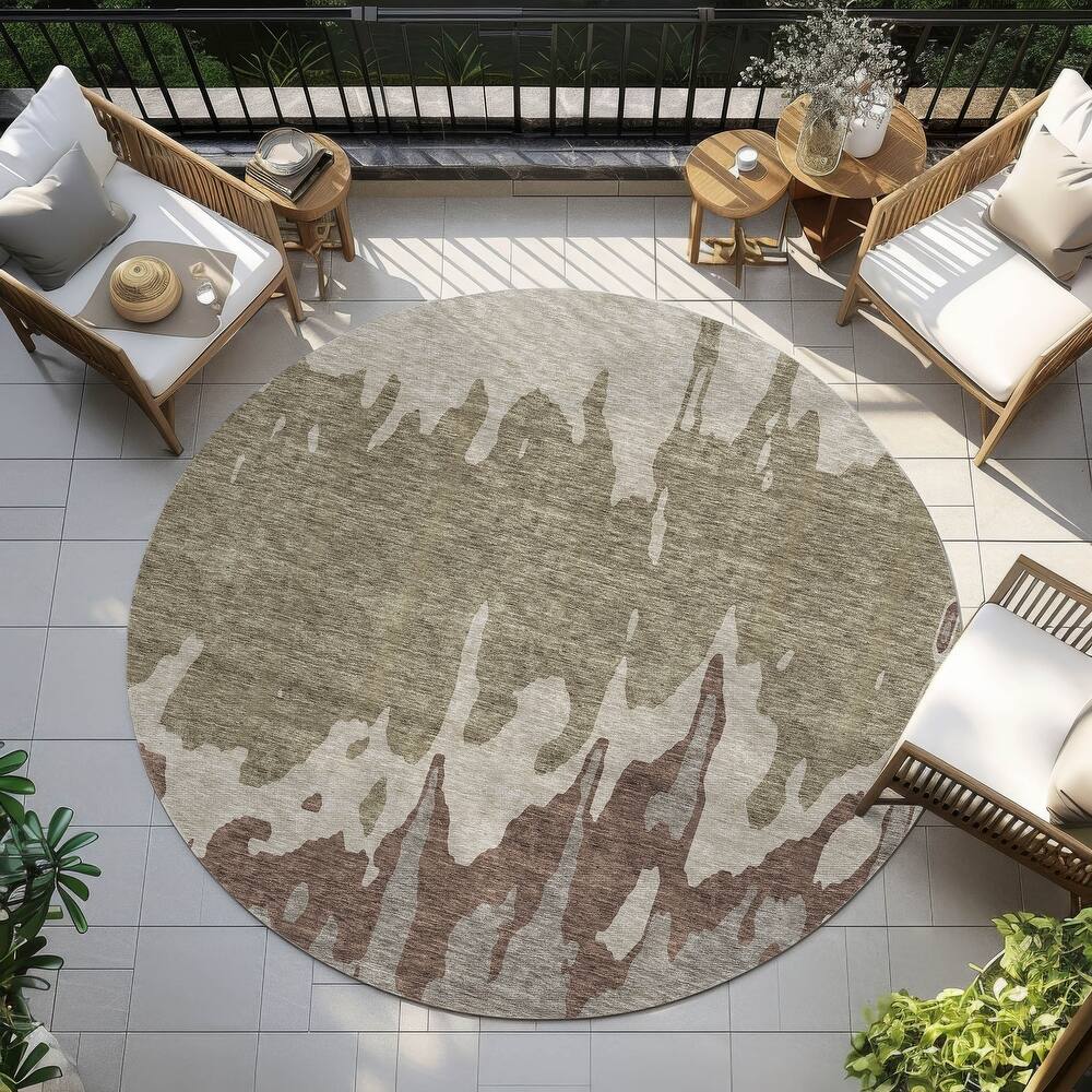 Machine Washable Indoor/ Outdoor Modern Abstract Chantille Rug