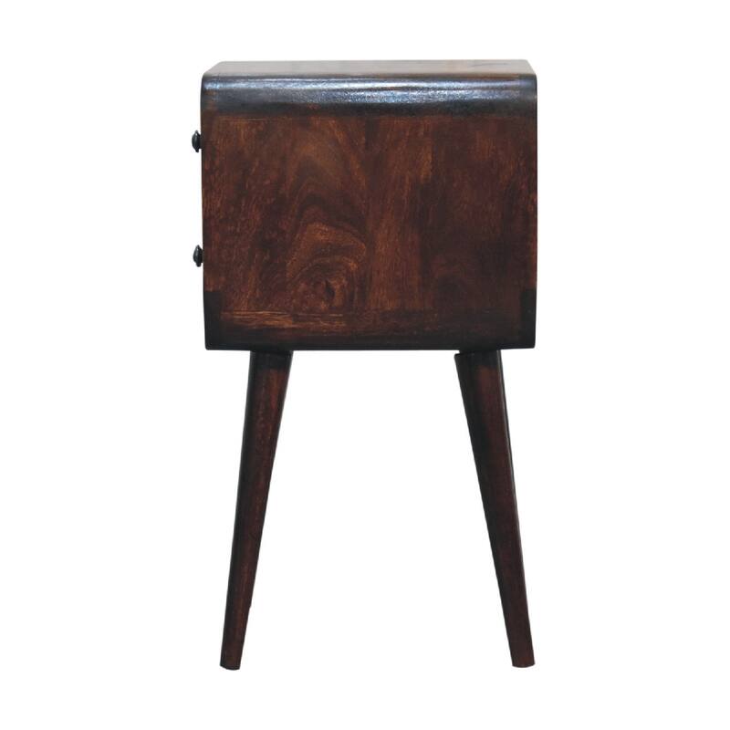HomeRoots 22" Walnut Solid Wood Square Two Drawer Nightstand