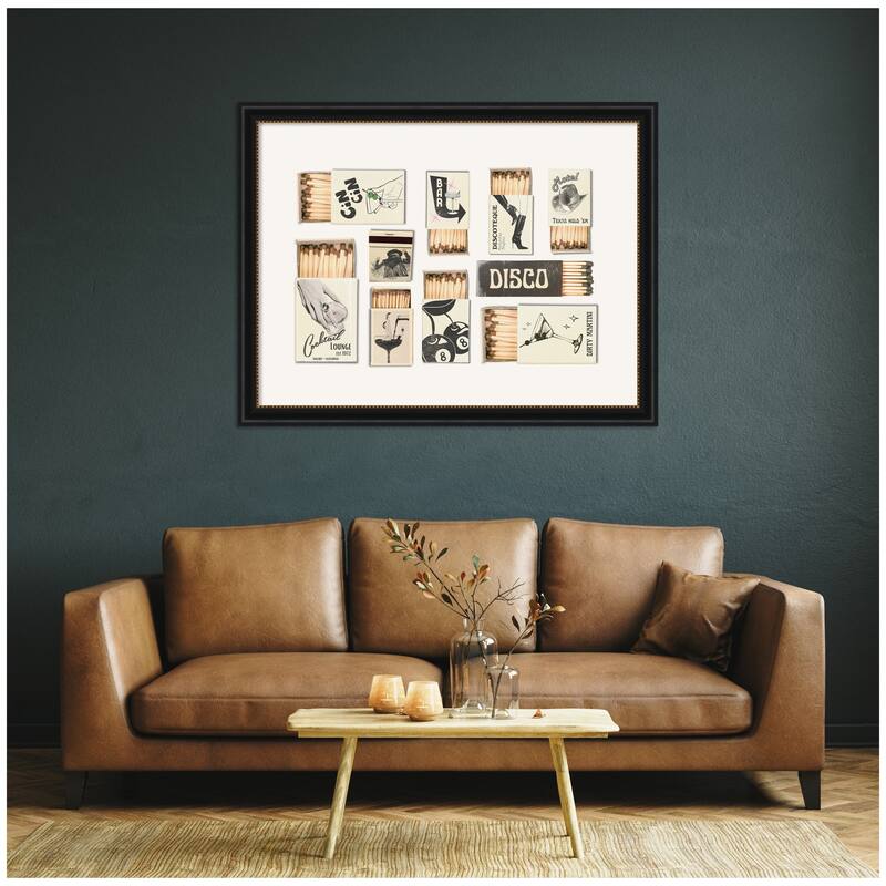 Kate and Laurel Vintage Matchboxes Neutral Black and Beige by Honey Island Studio Framed Wall Art Print