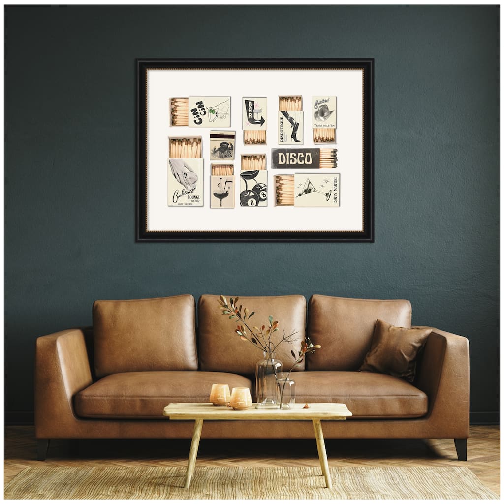 Kate and Laurel Vintage Matchboxes Neutral Black and Beige by Honey Island Studio Framed Wall Art Print