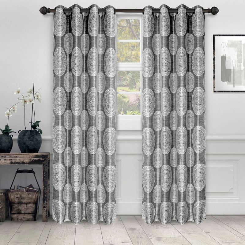 Superior Elegant Room Darkening Marmore Jacquard Grommet Curtain Panel (Set of 2) - 52" x 63" - Silver