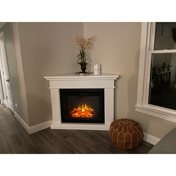 Top Product Reviews For Kennedy Grand Corner Electric Fireplace In White 25573701 Overstock