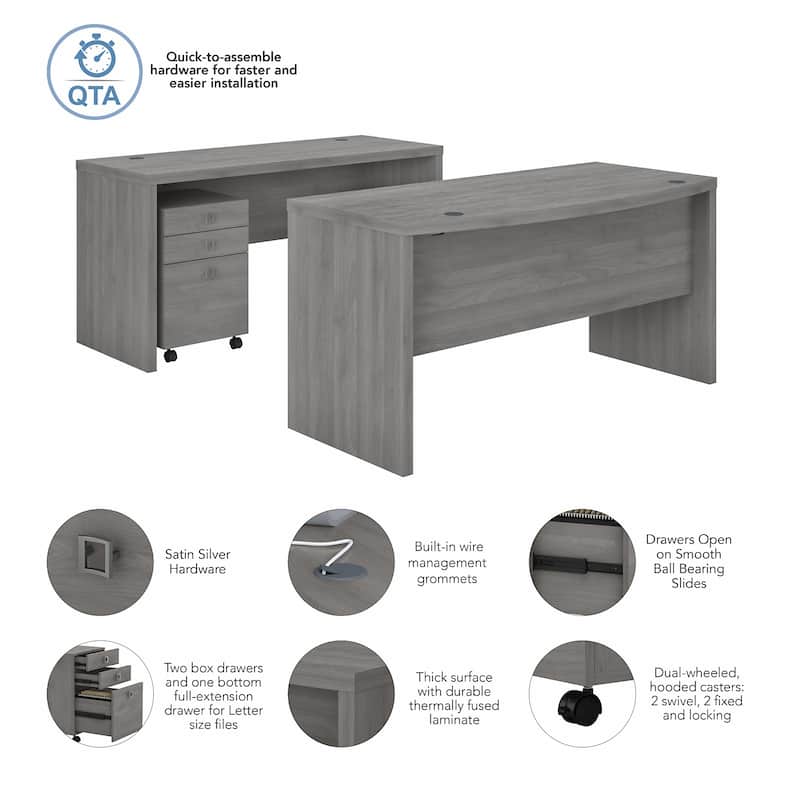 Echo Bow Front Desk and Credenza w/ Drawers by Bush Business Furniture