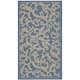 SAFAVIEH Courtyard Darline Indoor/ Outdoor Waterproof Patio Backyard Rug - 2' x 3'7" - Blue/Natural