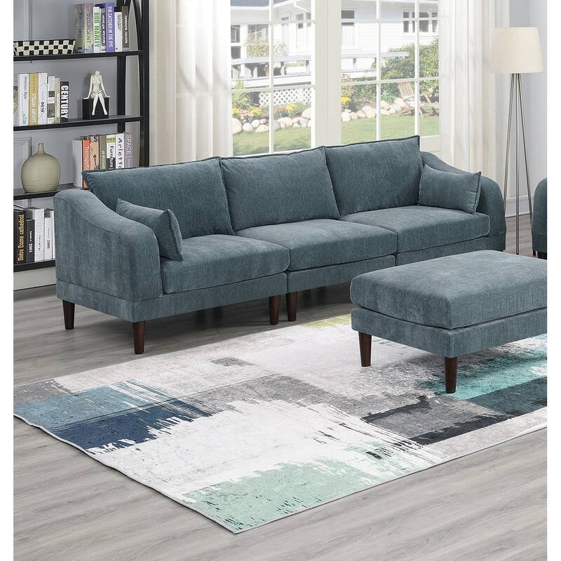 6pcs Modular Sofa Set, Grayish Fabric, 93x33x31 inches, 200 pounds