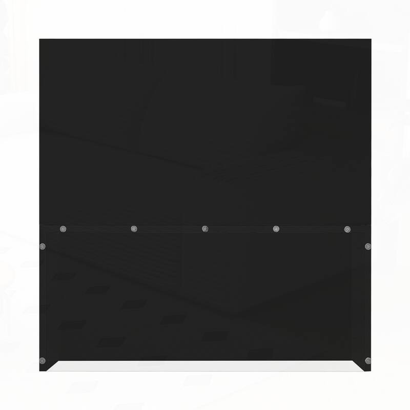 Square Coffee Table with Glass Top and High-Gloss Finish