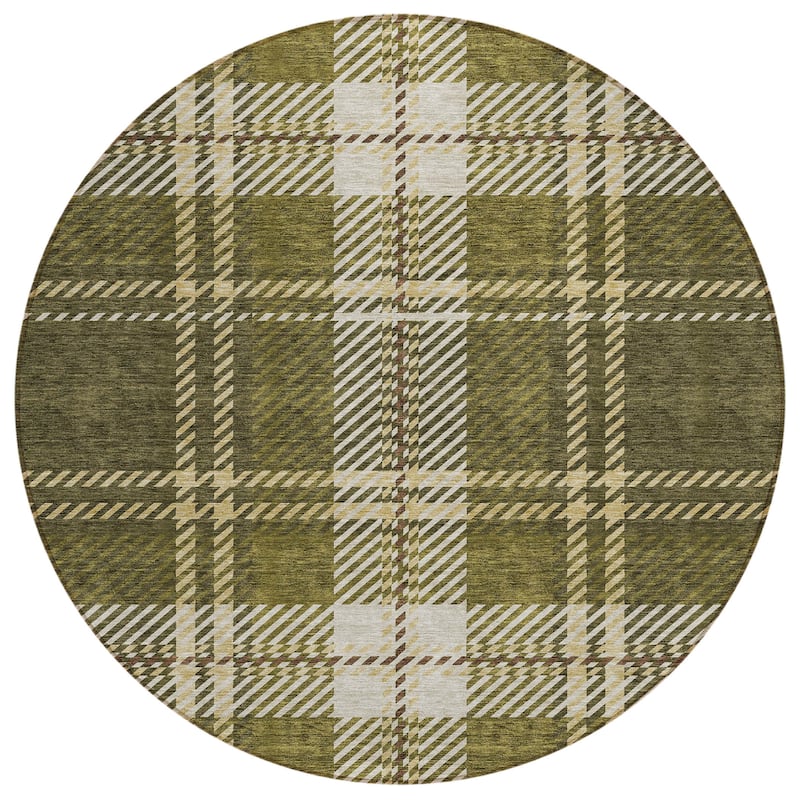 Machine Washable Indoor/ Outdoor Chantille Plaid Cozy Rug