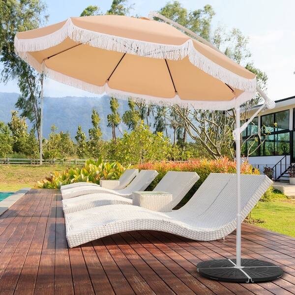 cantilever fiberglass patio umbrella Outdoor 9Ft Hanging Cantilever Umbrella Fiberglass Ribs Patio Umbrella with  Fringe Tassel - Bed Bath & Beyond