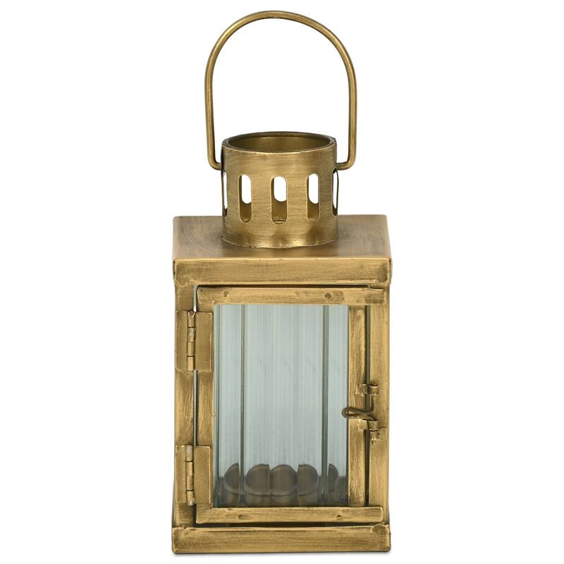 Marzanna 6.75" Fluted Glass & Metal Lantern - N/A