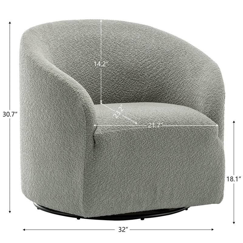 KINWELL 32"W Boucle Upholstered Swivel Barrel Armchair (Set of 2)