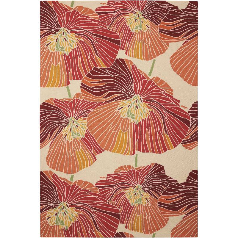 Geqa Floral Stain Resistant Area Rug By HomeRoots - 90' X '60' X '0.5