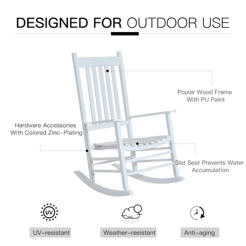Acacia Wood Rocking Chair with Wide Slatted Seat and Comfortable Armrests for Indoor and Outdoor Use