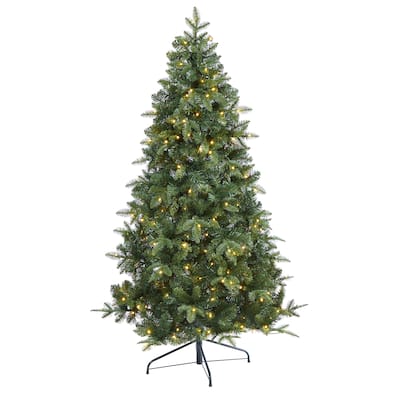 6’ Pre-Lit Grand Teton Flat Back Artificial Christmas Wall Tree, Warm Clear LED Lights - 6.5 Foot