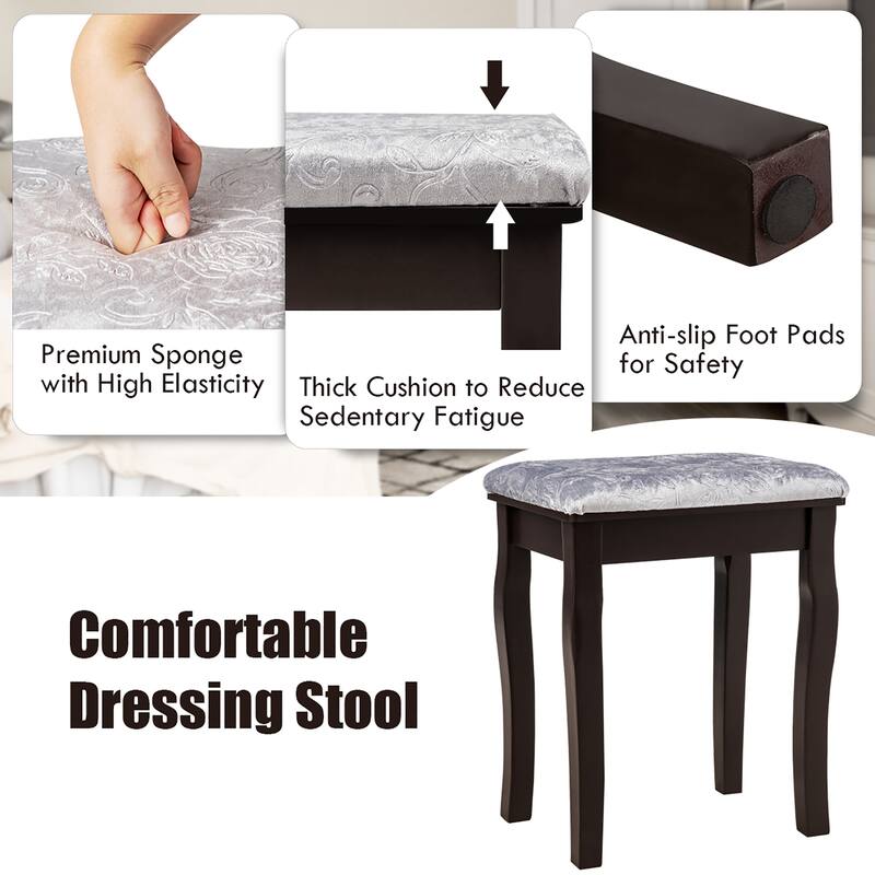 Costway Vanity Dressing Table Set w/ 10 Dimmable Bulbs Touch Switch