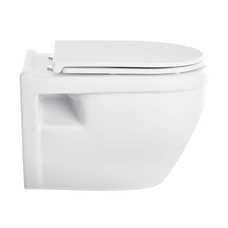 Dieppe Wall-Hung Elongated Toilet Bowl In Matte White - 20.65" x 14.75" 13.6"