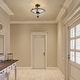 preview thumbnail 5 of 6, Modern Farmhouse 3-Light Faux Wood Semi-Flush Mount Bowl Glass Shade - W13.3"x H12.6"