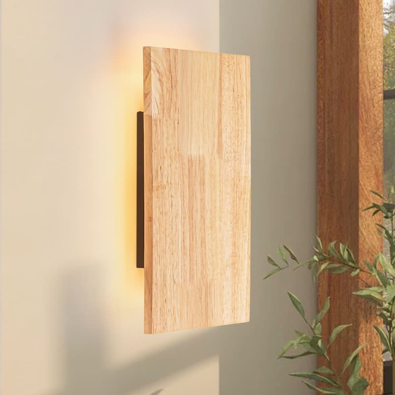 46.5" Natural Oak Rectangular Warm Light LED Wall Sconce for Living Room, Bedroom, Dining Area - Beige