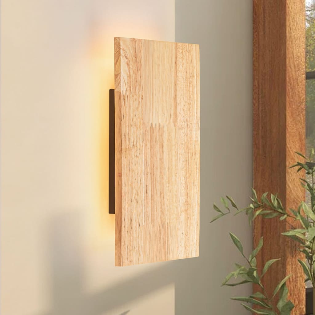 46.5" Natural Oak Rectangular Warm Light LED Wall Sconce for Living Room, Bedroom, Dining Area