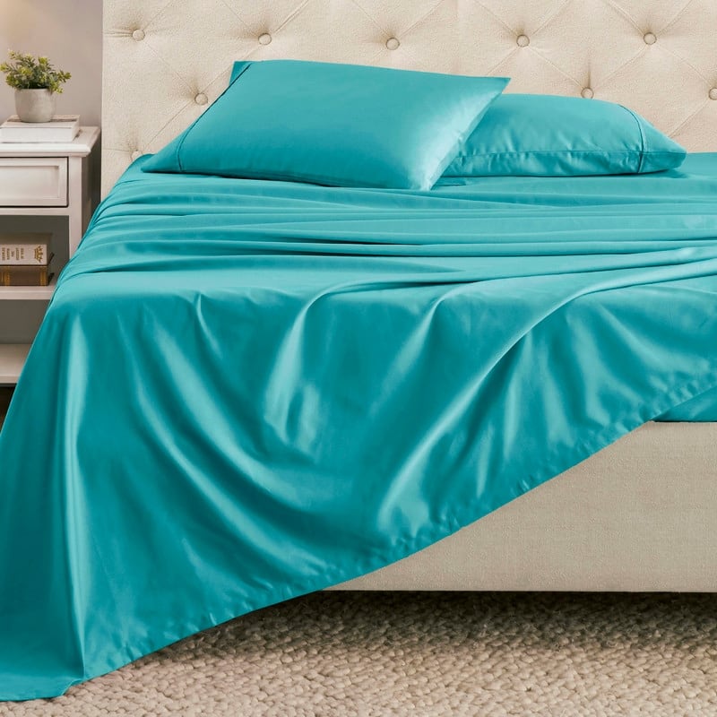 Superior Cotton Blend Solid Deep Pocket Bed Sheet Set - Teal - 4PC Set - California King