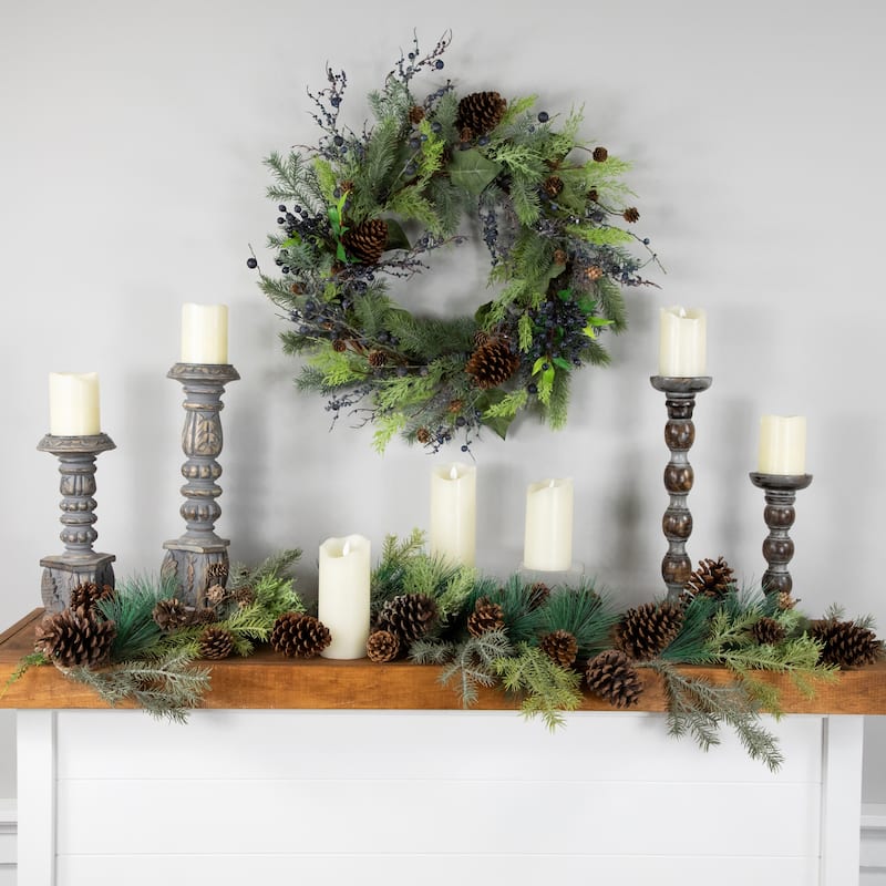 5' Pine Cone and Cedar Artificial Christmas Garland Unlit